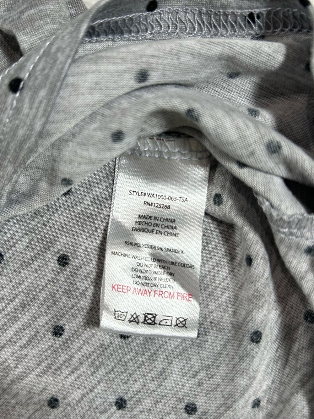 Tahari Pajama Set Womens XL Gray Polka Dot Button Front Long Sleeve Notch Collar - Picture 7 of 7